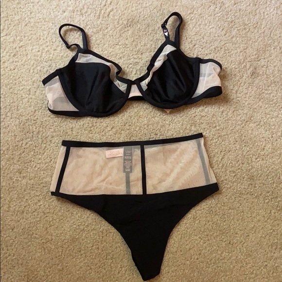 Victoria's Secret Other - NEW Matching VS Mesh Demi Bra 36C & Vstring S